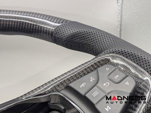 Ford Bronco Custom Steering Wheel - Carbon Fiber - Round Top - Black Stitching - Perforated Leather